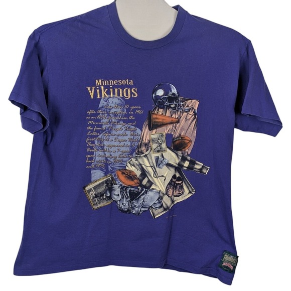 nutmeg mills Other - Vintage Minnesota Vikings Nutmeg Mills Throwbacks NFL T Shirt XL Purple Made USA